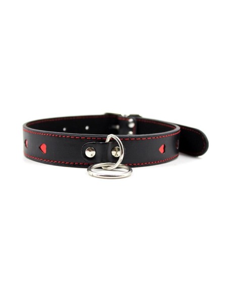collar with metal leash blackred