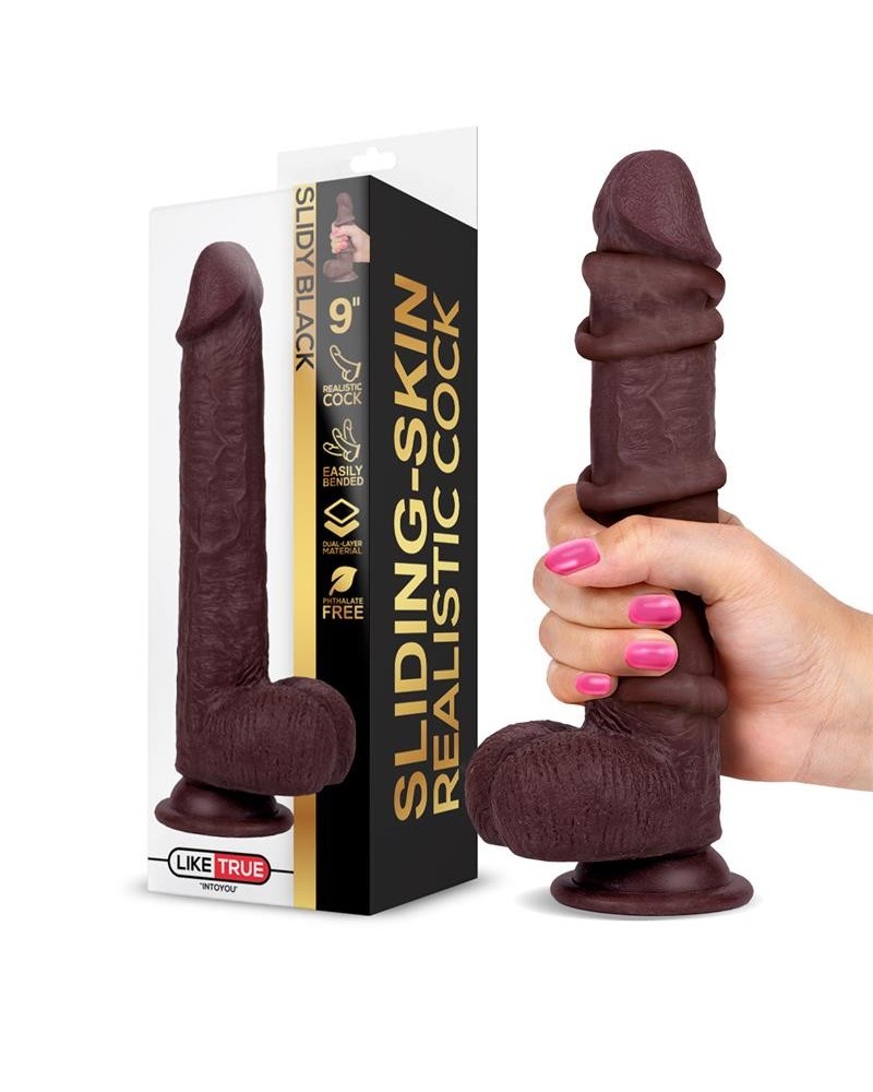 slidy réaliste dildo dual layer retractable and adjustable 9