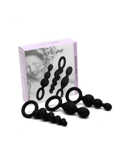 pack of 3 plugs silicone noir