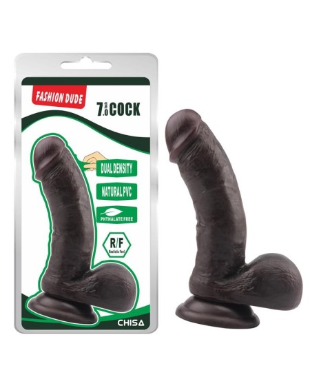 dildo dual density fashion dude 17.5 x 4 cm brown