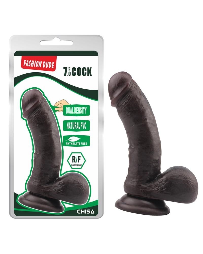 dildo dual density fashion dude 17.5 x 4 cm brown