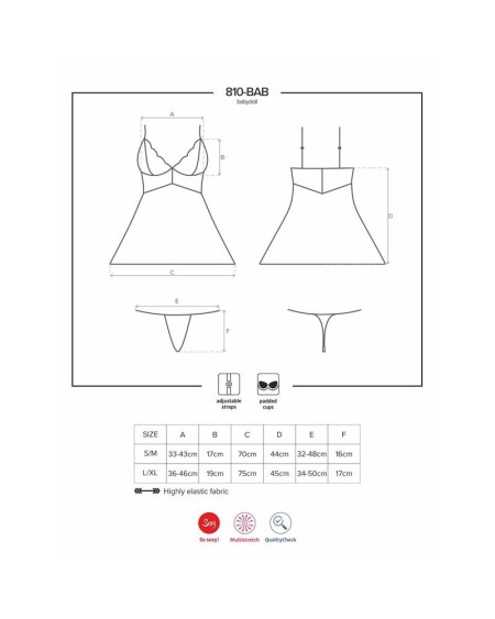 810-bab-1 babydoll and thong noir