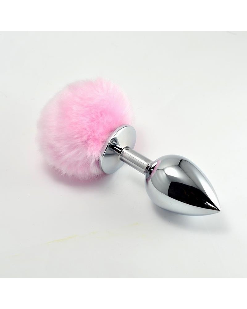 metal butt plug with rose pompon size s