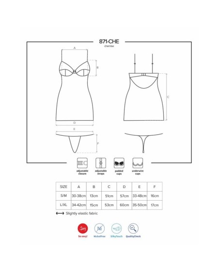 871-che-2 chemise and thong white