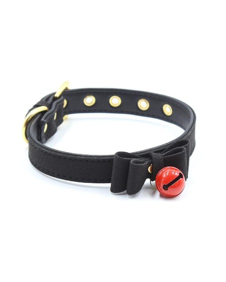 collar with bow and rattle 44 cm blackred