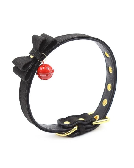 collar with bow and rattle 44 cm blackred