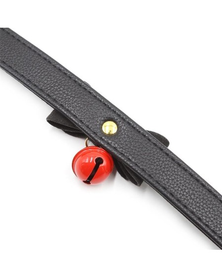 collar with bow and rattle 44 cm blackred