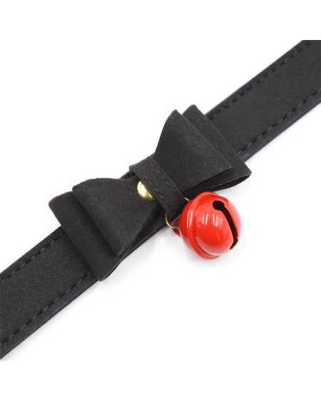 collar with bow and rattle 44 cm blackred