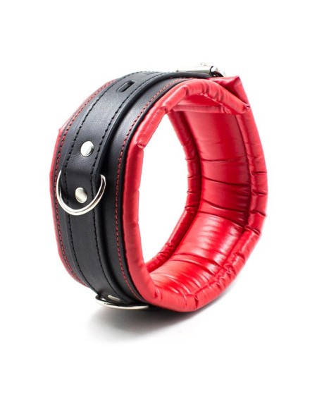 collar with metal leash padded interior redblack