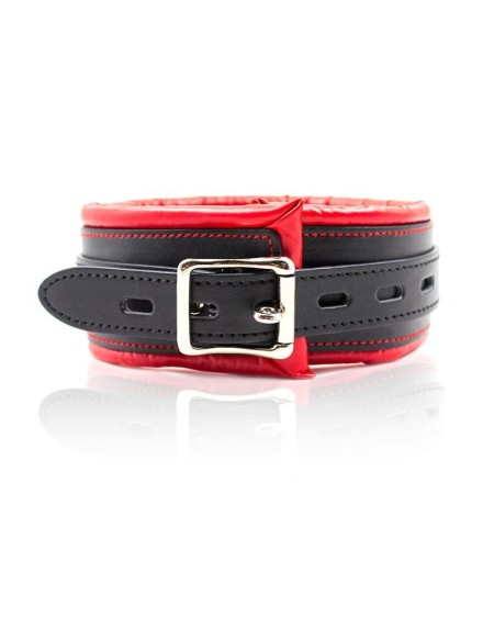 collar with metal leash padded interior redblack
