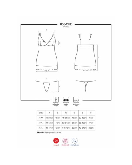 853-che-2 chemise and thong white