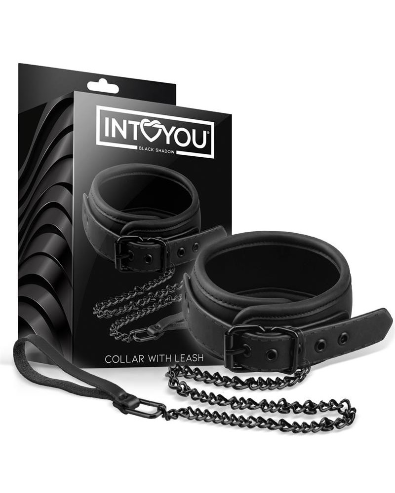 collar with leash vegan leather