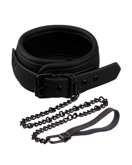 collar with leash vegan leather