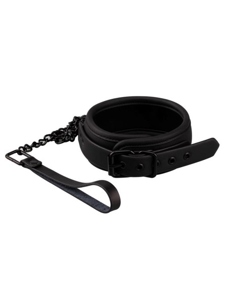 collar with leash vegan leather
