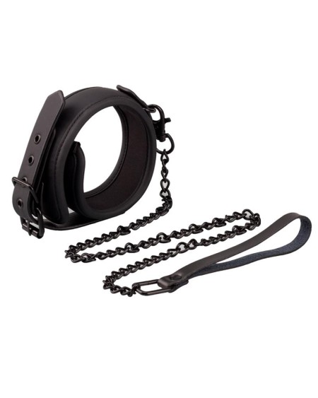 collar with leash vegan leather
