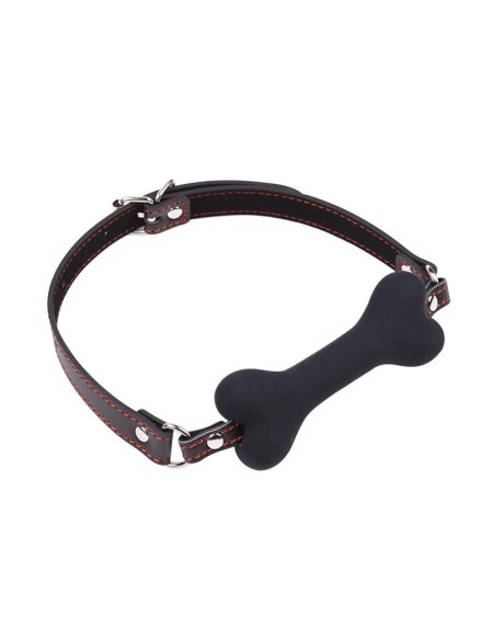 bone gag ball silicone 12 cm noir