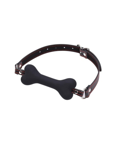 bone gag ball silicone 12 cm noir