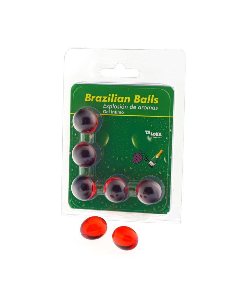 set 5 brazilian balls strawberry and champagne flavor