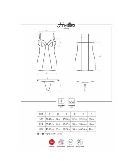 heartina chemise and thong red