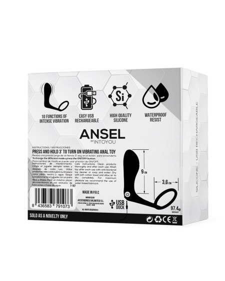 ansel anal plug with vibration and cock ring usb silicone