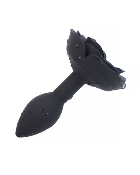 rose silicone butt plug noir