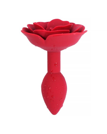 rose silicone butt plug red