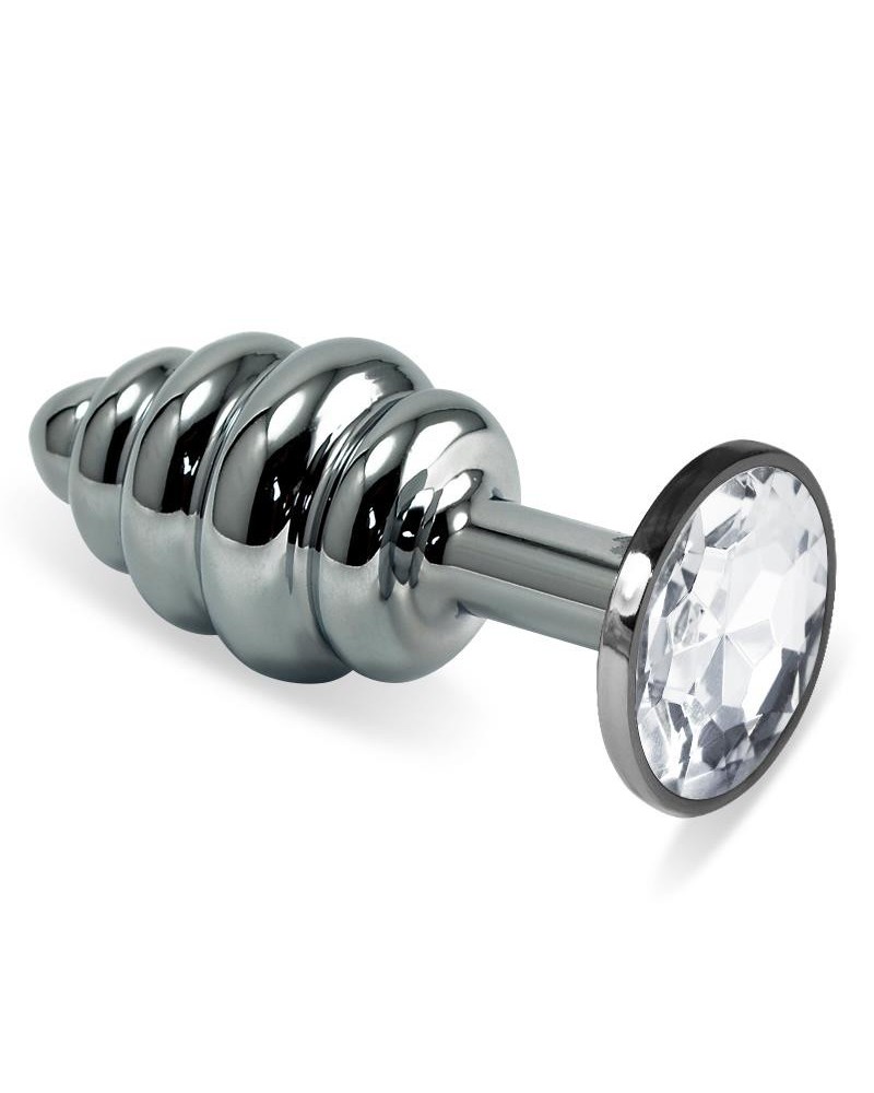 spiral butt plug rosebud with clear jewel