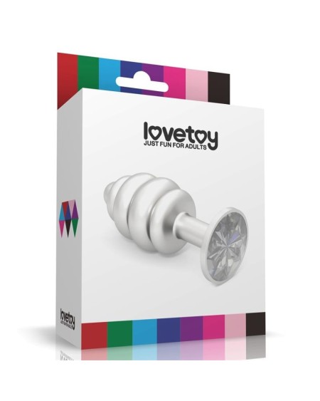 spiral butt plug rosebud with clear jewel