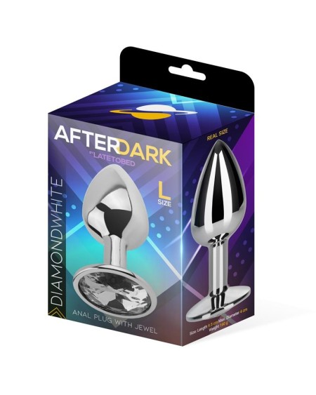 butt plug with jewel white diamond white size l aluminium