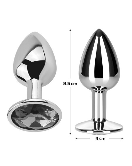 butt plug with jewel white diamond white size l aluminium