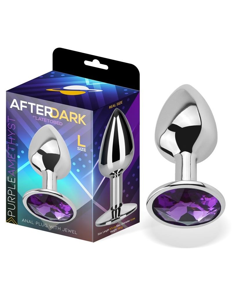 butt plug with jewel violet amethyst size l aluminium