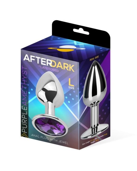 butt plug with jewel violet amethyst size l aluminium