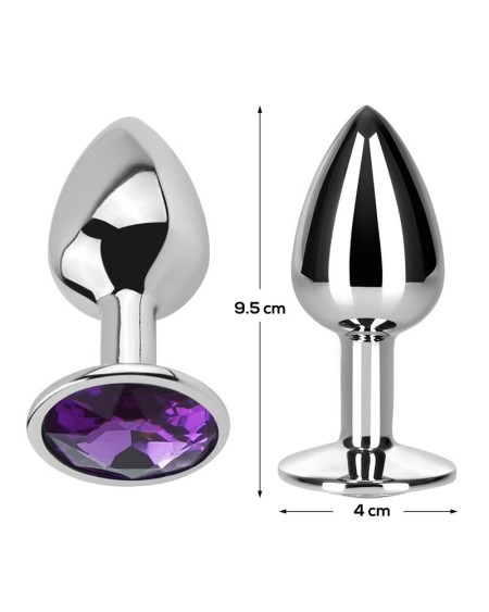 butt plug with jewel violet amethyst size l aluminium