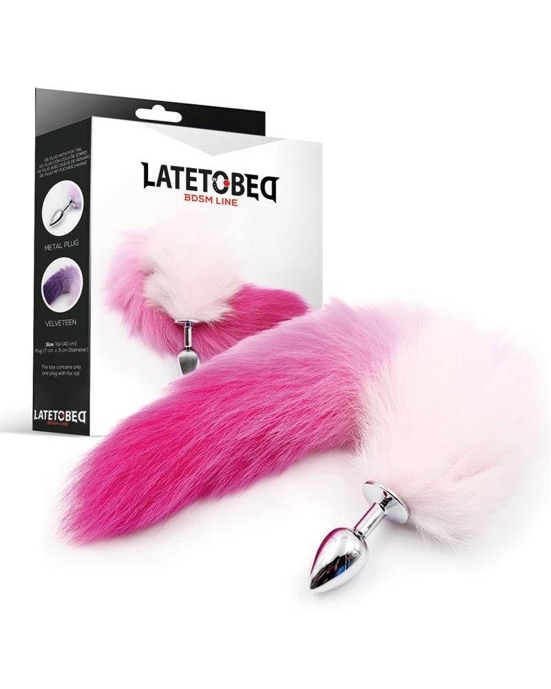 butt plug with rose and white tail size s