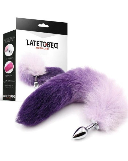 anal plug violet and white foxy tail size s