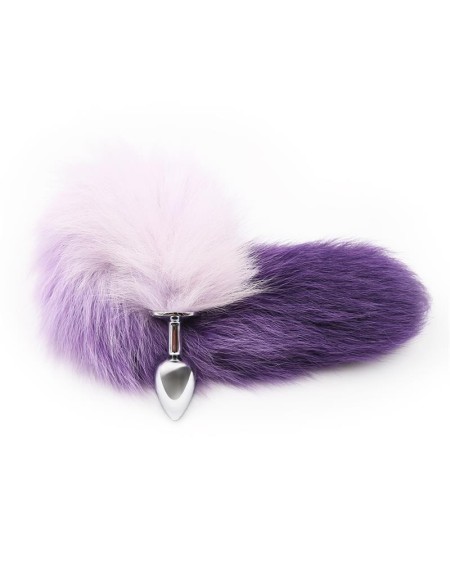 anal plug violet and white foxy tail size s