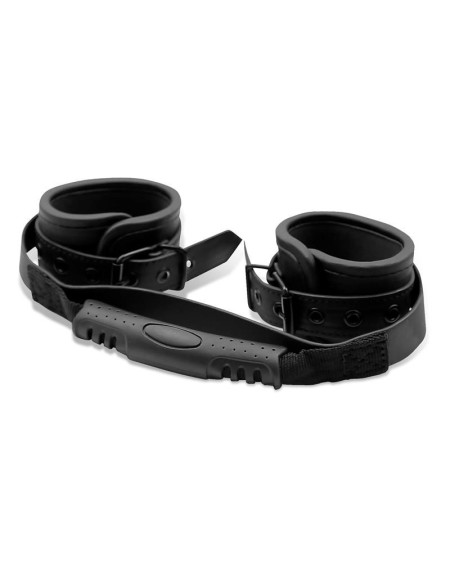 vegan leather cuffs with handle