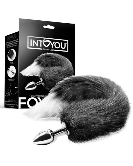 anal plug noir and white foxy tail