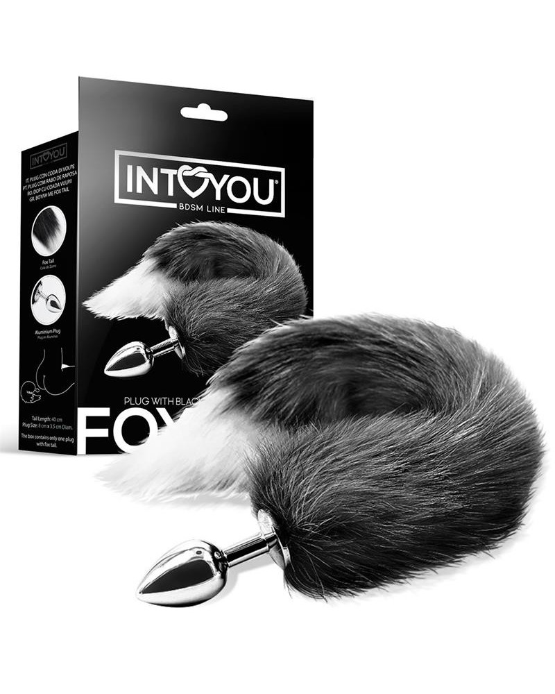 anal plug noir and white foxy tail