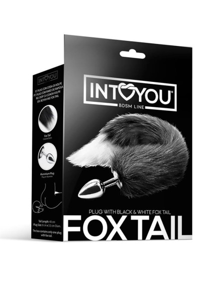 anal plug noir and white foxy tail