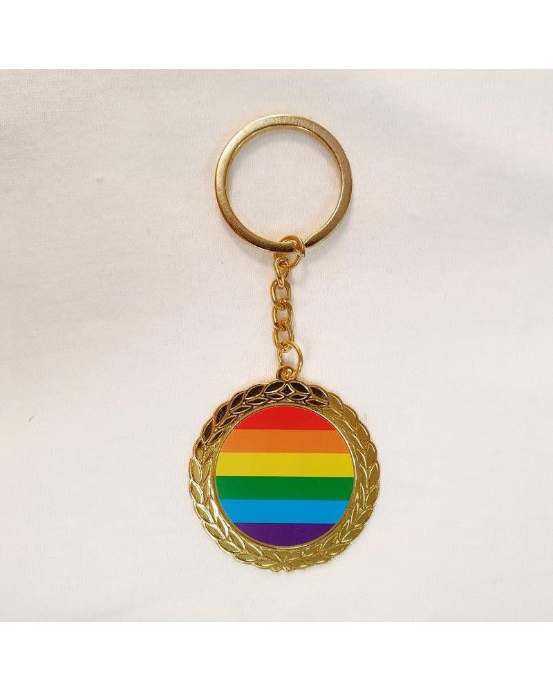 lgbt pride round metal keychain