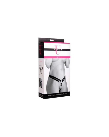 unity double penetration strap on harness noir