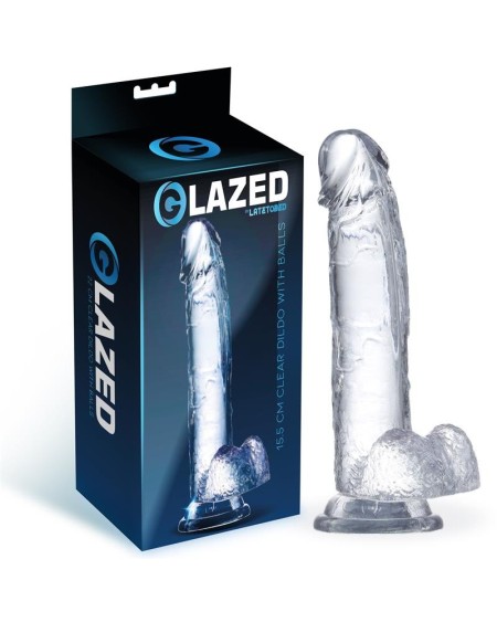 réaliste dildo with testicles crystal material 15,5 cm