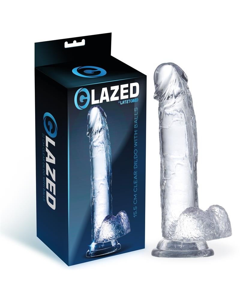 réaliste dildo with testicles crystal material 15,5 cm