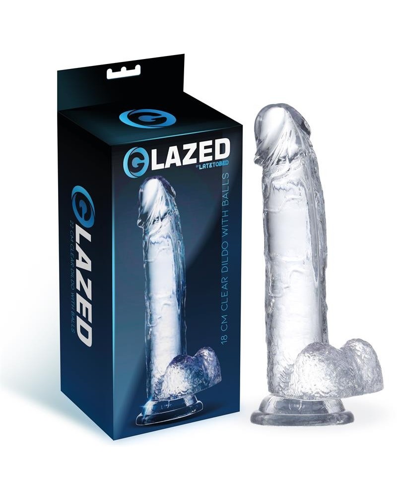 réaliste dildo with testicles crystal material 18 cm