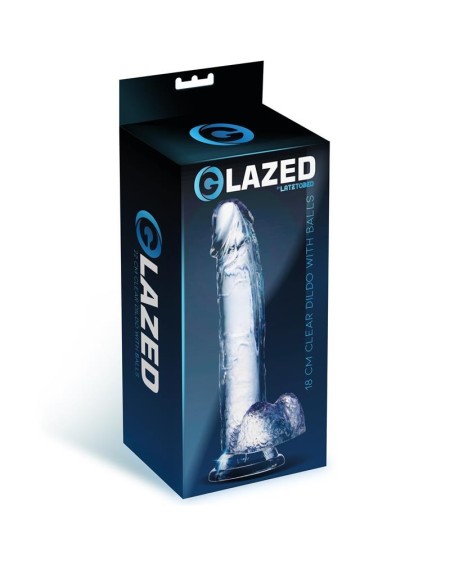 réaliste dildo with testicles crystal material 18 cm