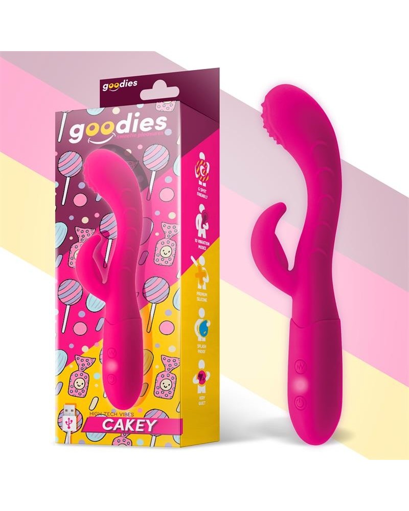 cakey g-spot and rabbit vibe usb silicone fuchsia