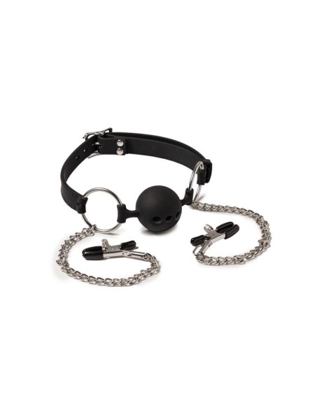 breathable mouthgag and nipple clamps