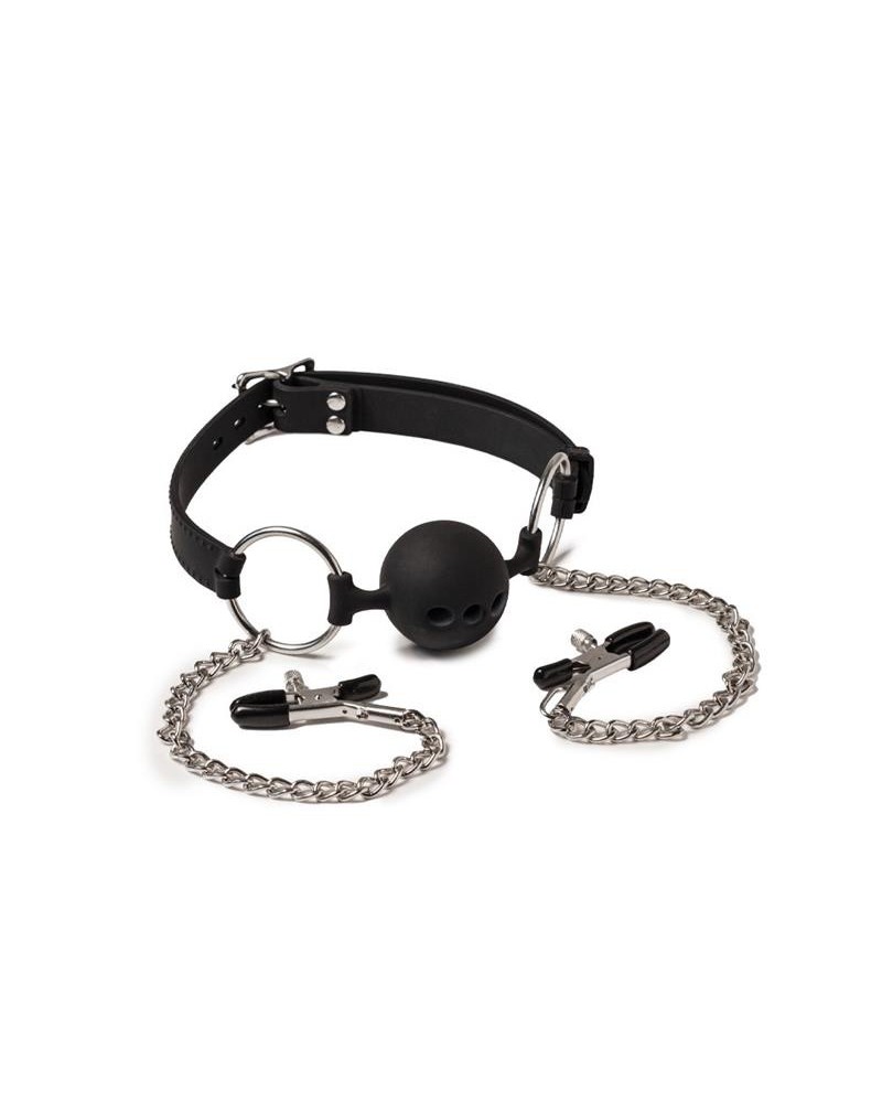 breathable mouthgag and nipple clamps