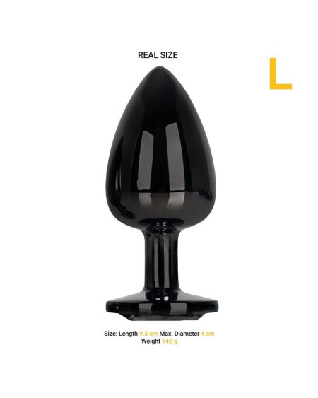 blackgem metalic butt plug with noir jewel size l